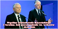 Wspólne oświadczenie Kaczyńskiego i Gowina - 06.05.2020.